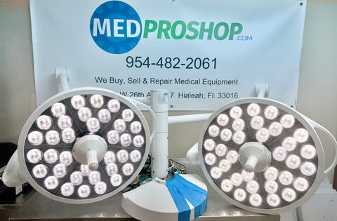 Medical Illumination MI 1000 LED Surgical Light, Dual Ceiling, USED