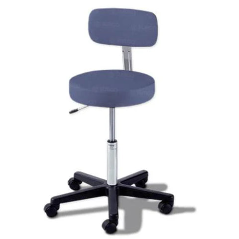 Midmark 273-001-855 Pneumatic Adjustable Soothing Blue Stool with Backrest